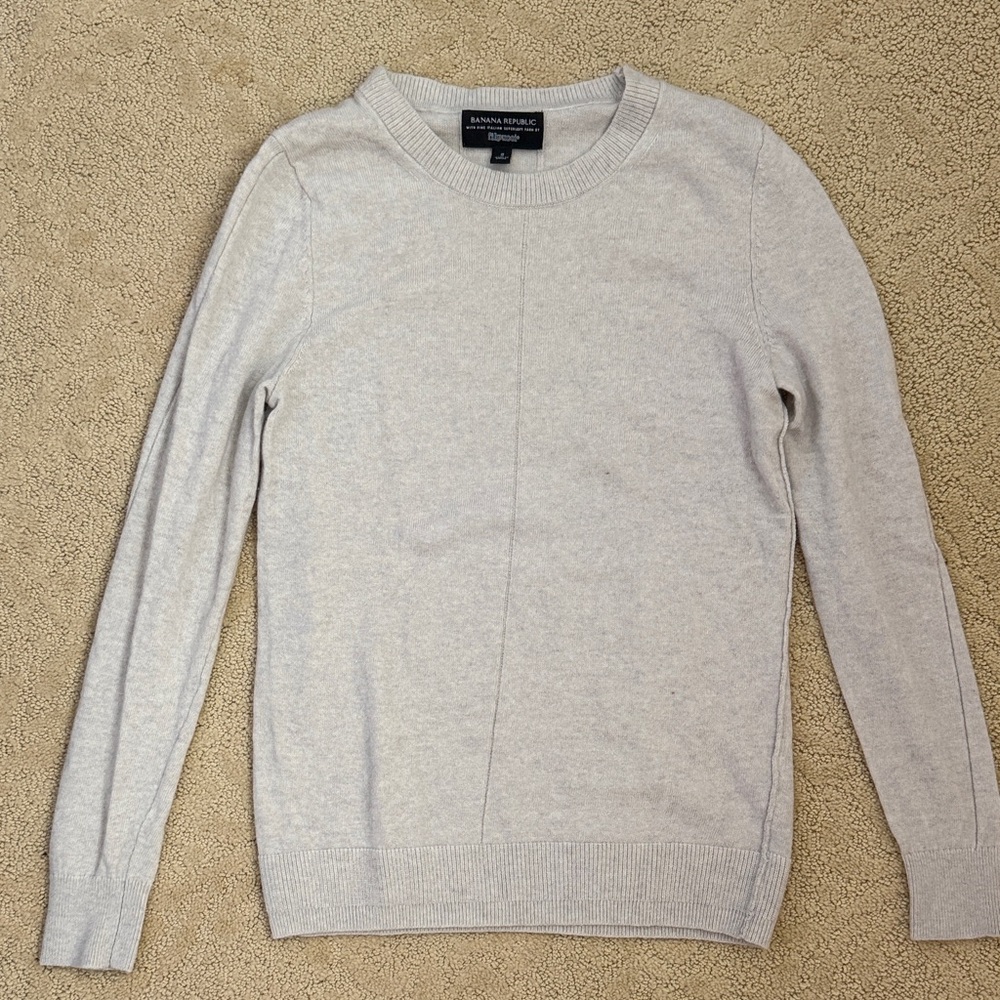Banana Republic Heather Beige Italian Knit Pullover